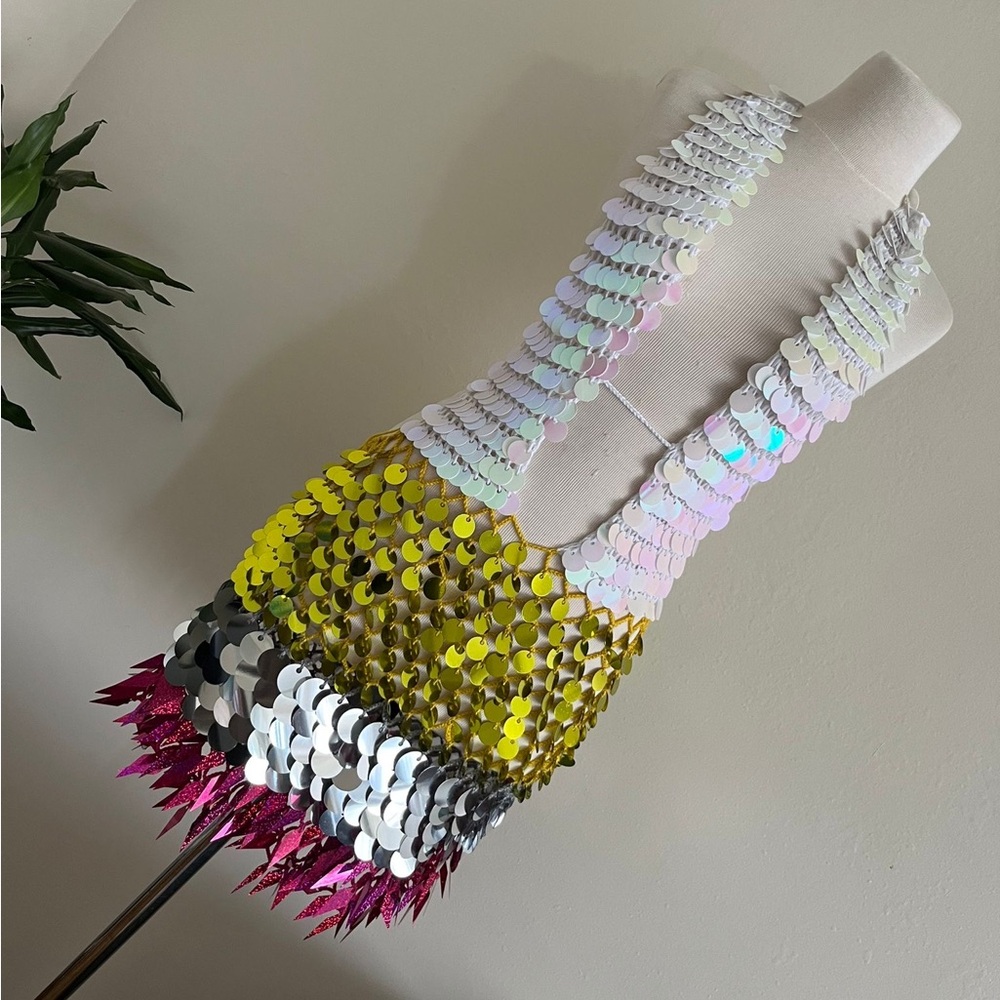 Sequin Mini Dress with Multicolor Design